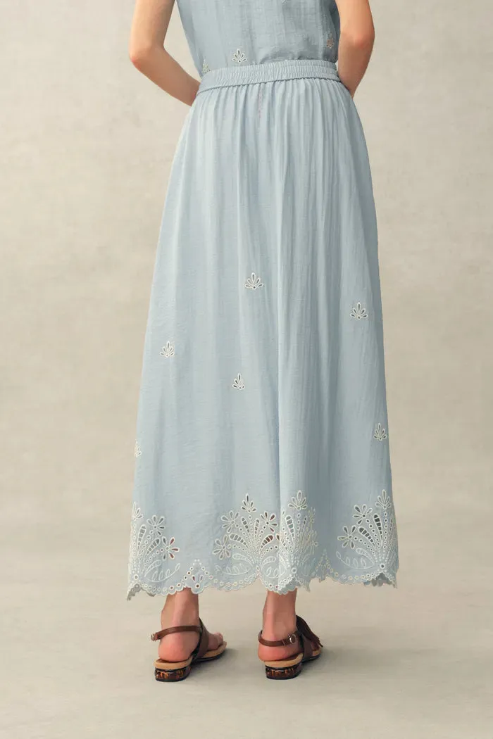 Yori Floral Cutwork Embroidery A Line Maxi Skirt in Linen Blend sold by Fabrique product image thumbnail 4