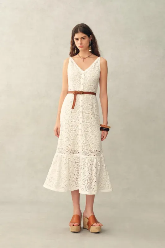 Louise Faux Crochet Cover Up Sleeveless Dress in Cotton Yarn Blend made by Fabrique