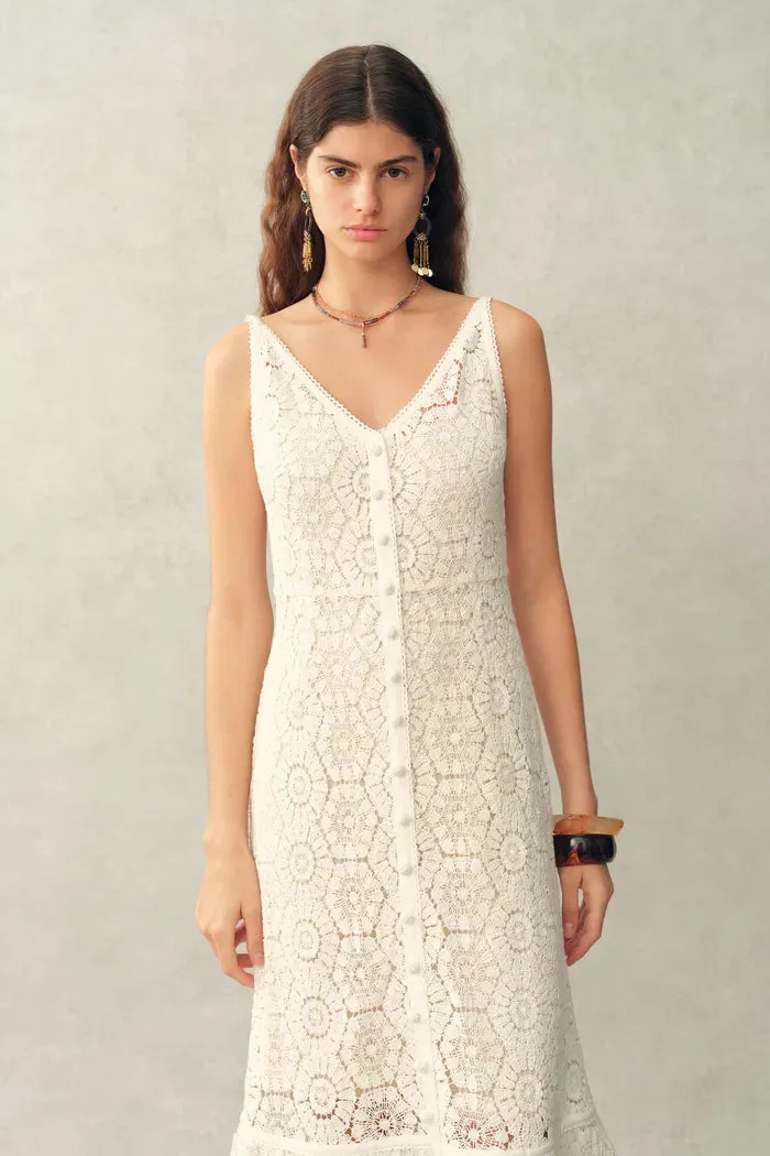 Louise Faux Crochet Cover Up Sleeveless Dress in Cotton Yarn Blend sold by Fabrique product image thumbnail 3