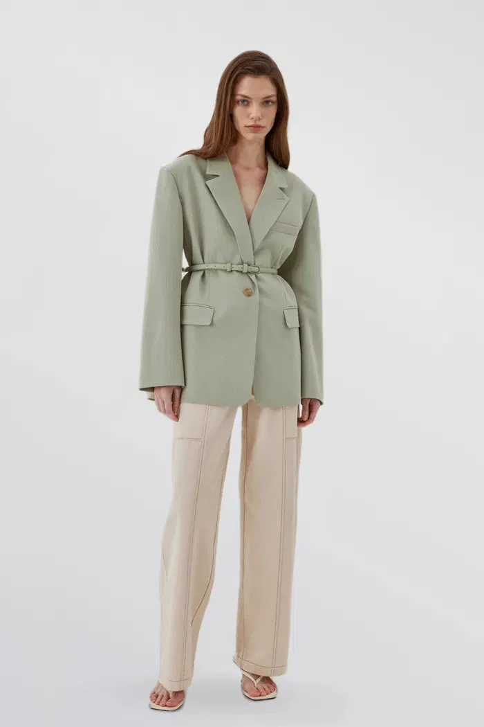 Creamy Green Detachable Belt Blazer sold by Fabrique