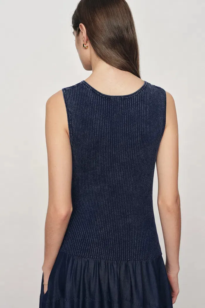 Keira Sleeveless Panel Dress in Cotton Knit with Tencel Denim sold by Fabrique product image thumbnail 4