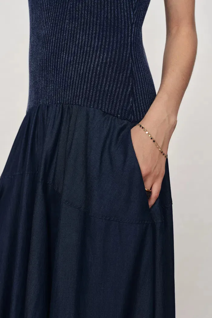 Keira Sleeveless Panel Dress in Cotton Knit with Tencel Denim sold by Fabrique product image thumbnail 5
