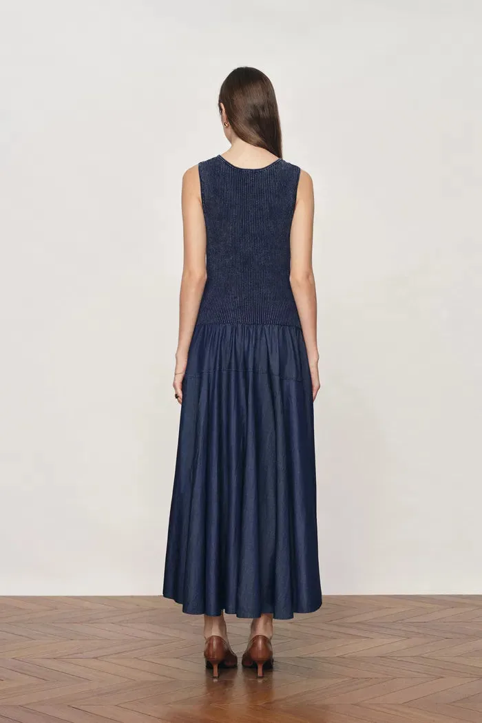 Keira Sleeveless Panel Dress in Cotton Knit with Tencel Denim sold by Fabrique product image thumbnail 2