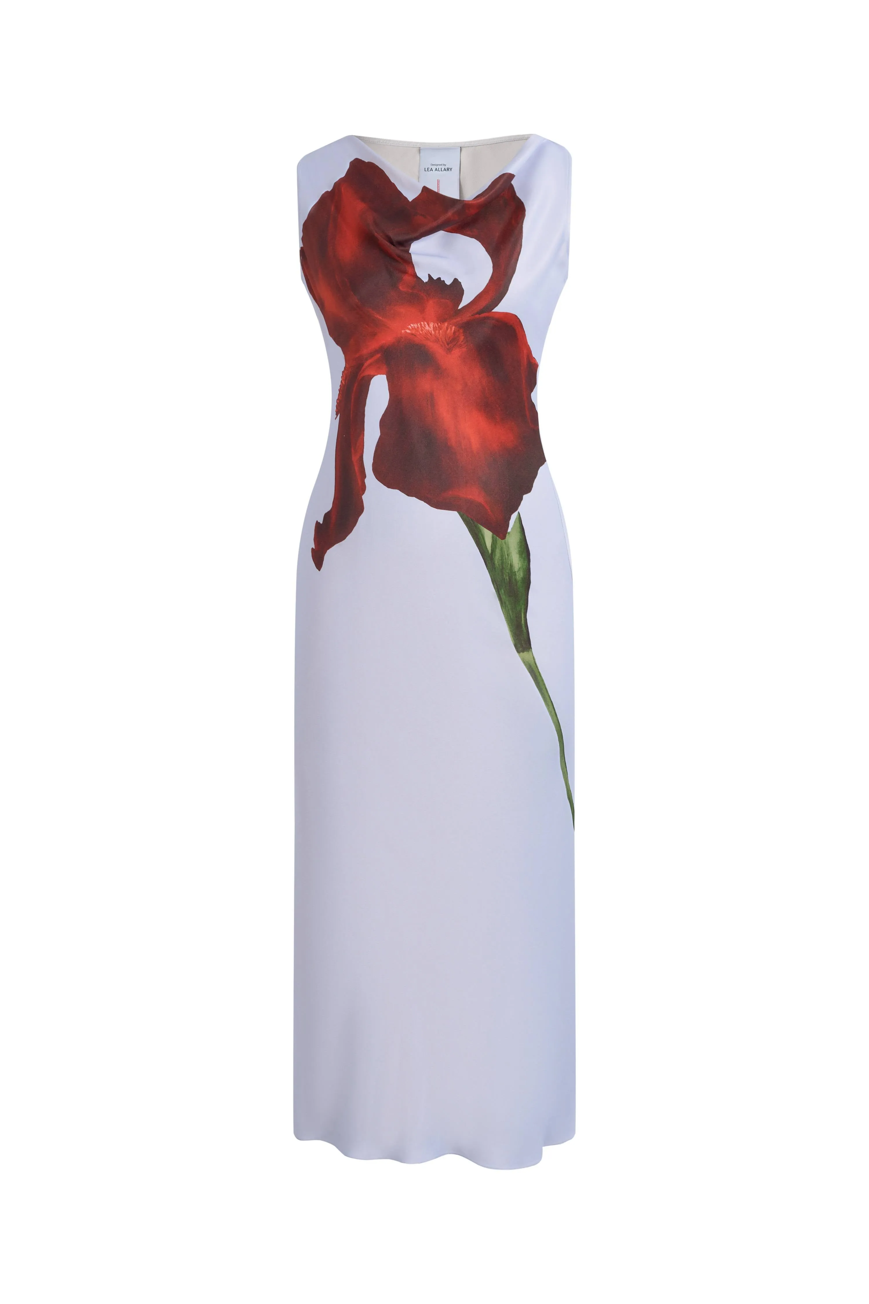 Cersei Iris Print Cowl Neck Sleeveless Dress in Soft Satin sold by Fabrique product image thumbnail 5