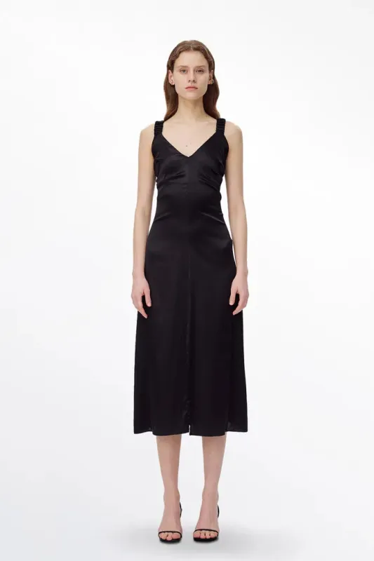 Scrunchie Dress in Mulberry Silk Blend made by Fabrique