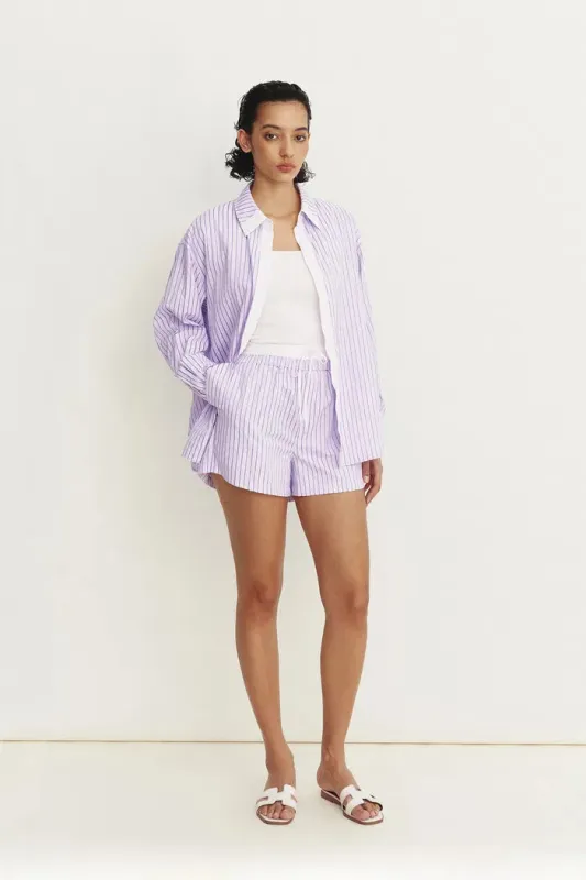 Faya Purple Contrast Shirt and Shorts Set in Viscose Blend made by Fabrique