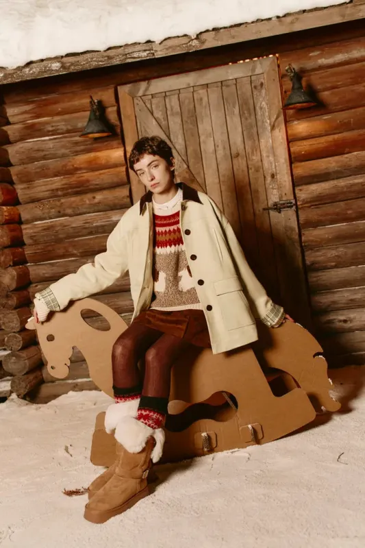 Riley Detachable Lining Corduroy Collar Jacket in Faux Suede made by Fabrique