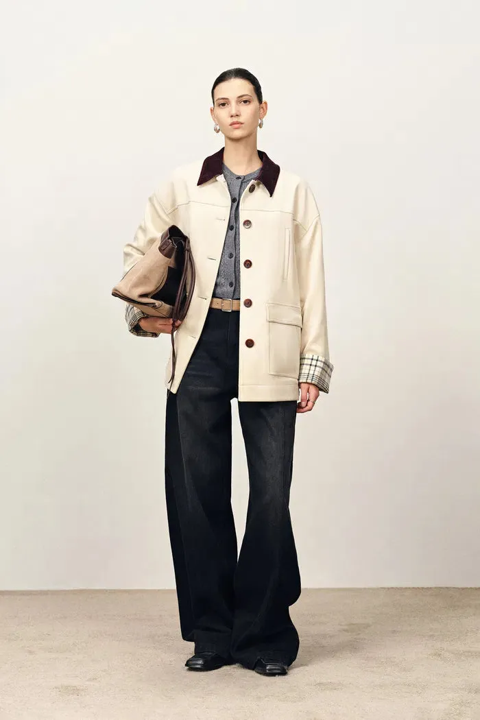 Riley Detachable Lining Corduroy Collar Jacket in Faux Suede sold by Fabrique product image thumbnail 2