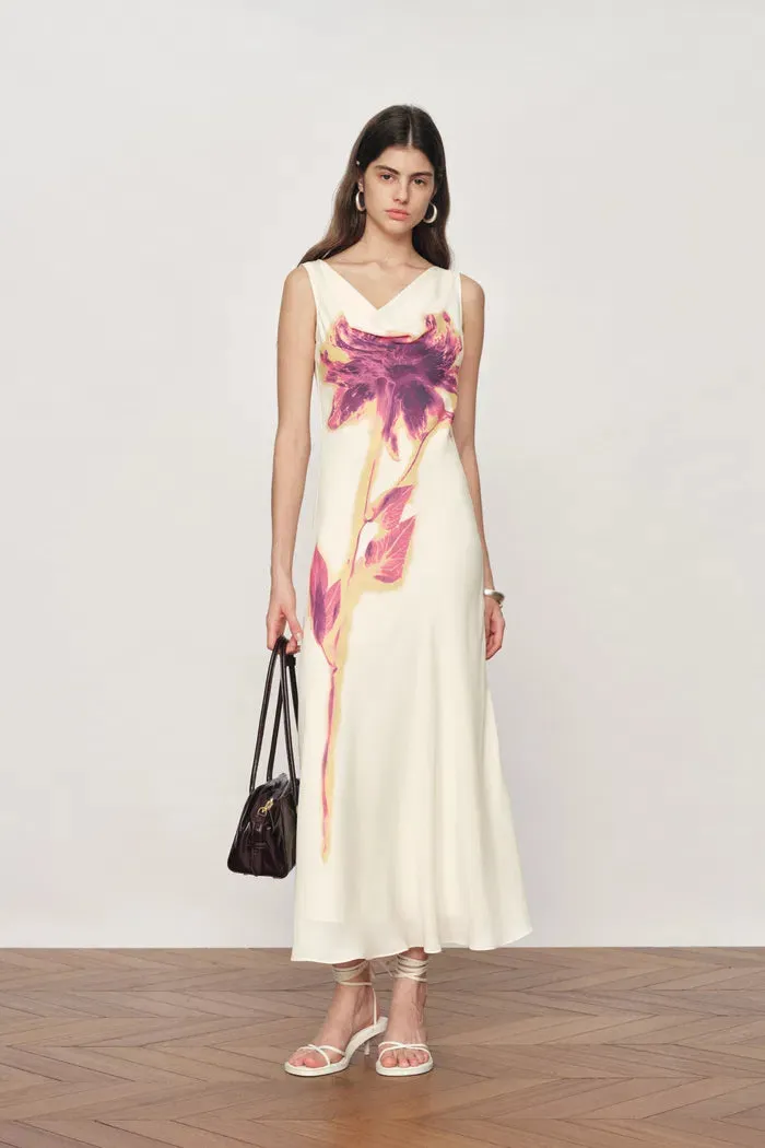 Sophia Floral Waist Cinched Sleeveless Dress in Light Chiffon sold by Fabrique product image thumbnail 2
