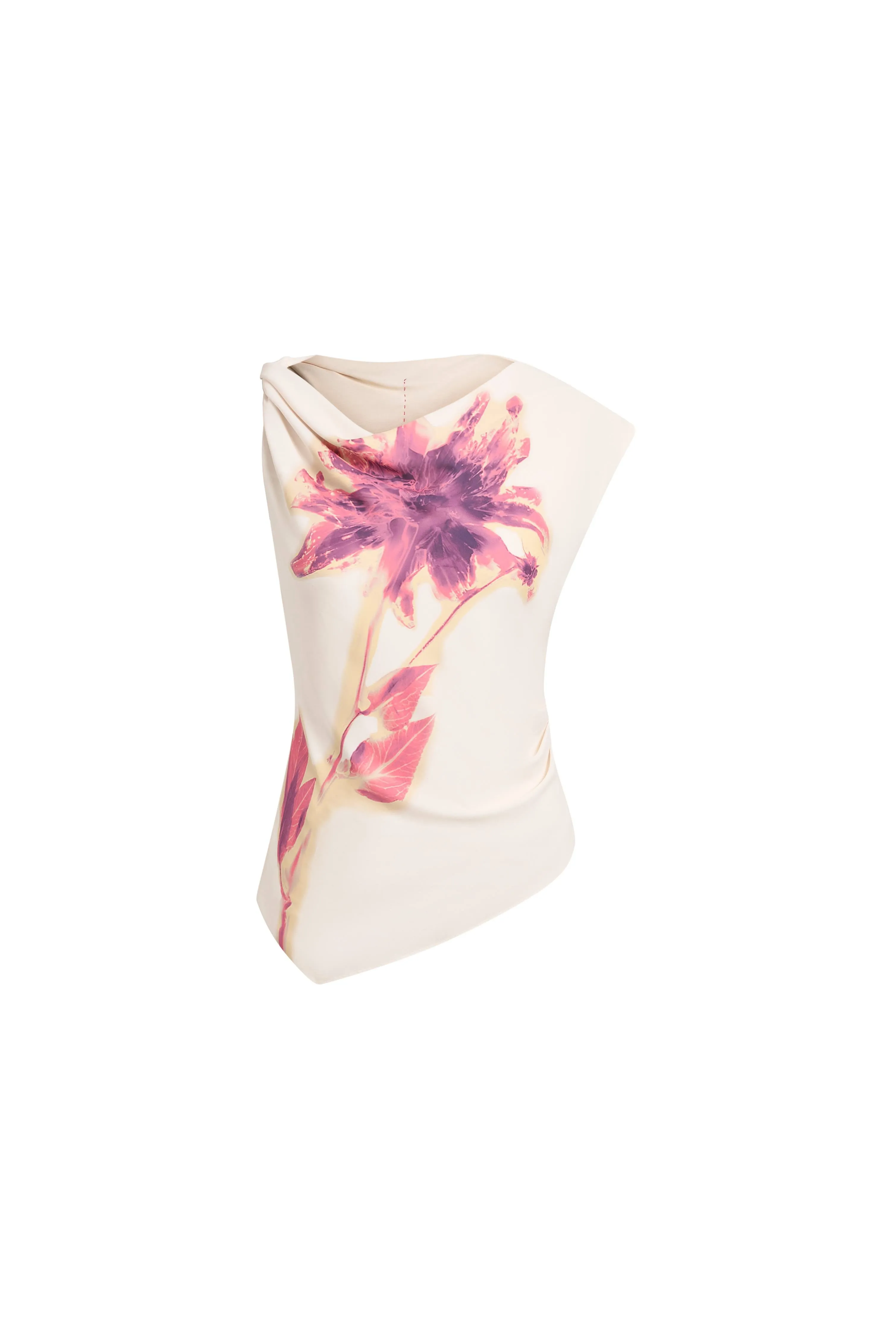 Olivia Floral Print Cowl Neck Drapey Sleeveless Top in Light Chiffon sold by Fabrique product image thumbnail 5