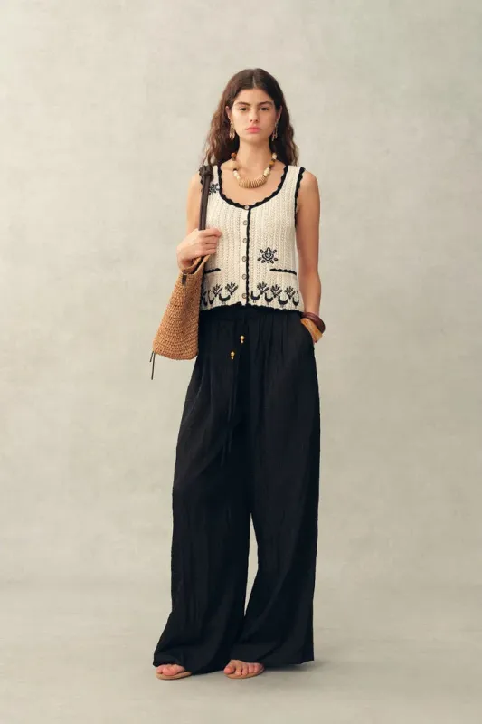 Rania Hand Crochet Embroidery Sleeveless Top in Cotton Yarn made by Fabrique