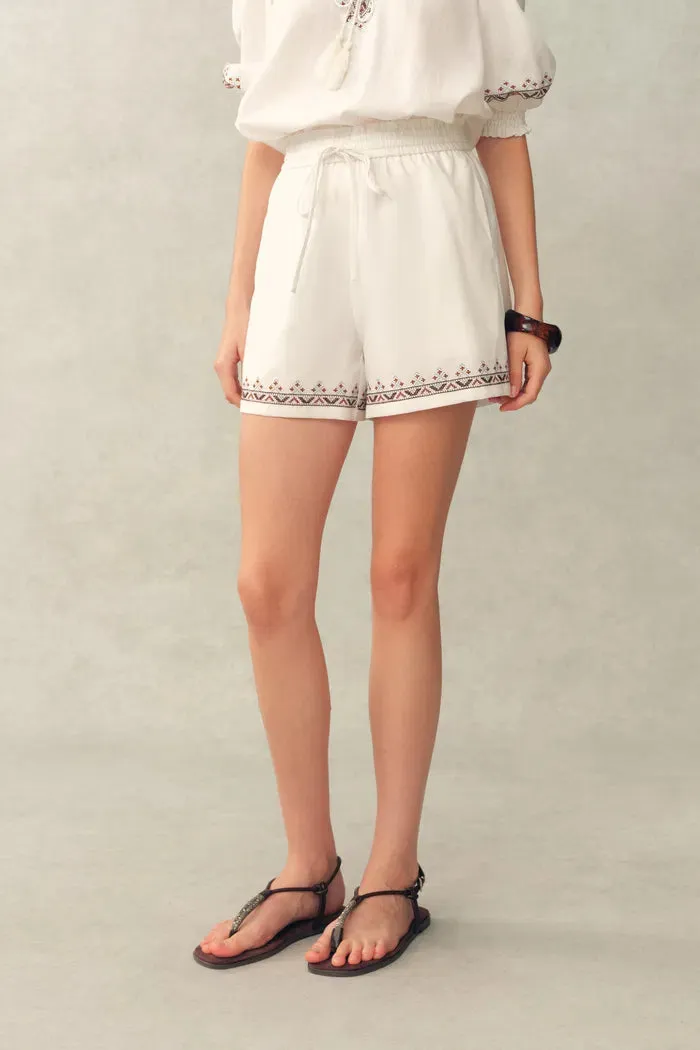 Becky Cross Stitch A Line Shorts in Linen Blend sold by Fabrique product image thumbnail 3