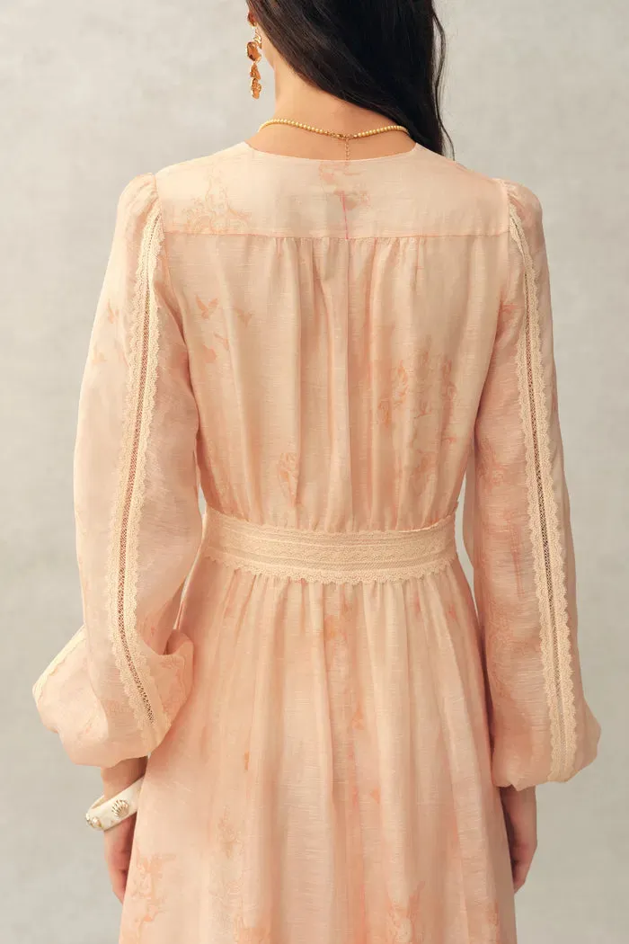 Anne Handpainted Floral Lace Dress in Silk Linen Organza sold by Fabrique product image thumbnail 5