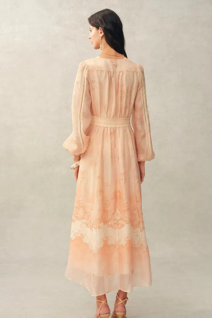 Anne Handpainted Floral Lace Dress in Silk Linen Organza sold by Fabrique product image thumbnail 2