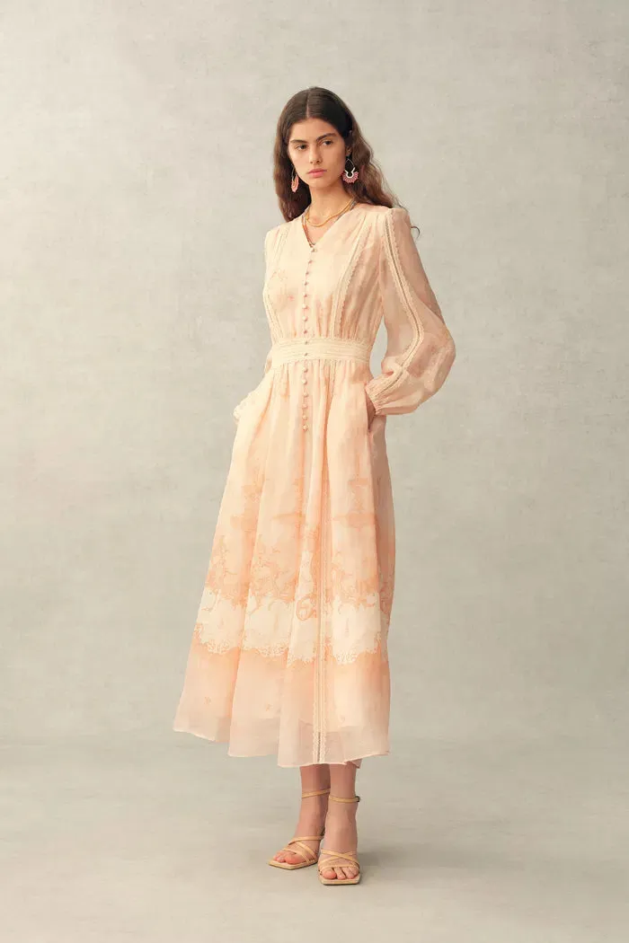 Anne Handpainted Floral Lace Dress in Silk Linen Organza sold by Fabrique product image thumbnail 3