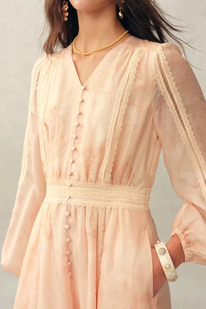 Anne Handpainted Floral Lace Dress in Silk Linen Organza sold by Fabrique product image thumbnail 4