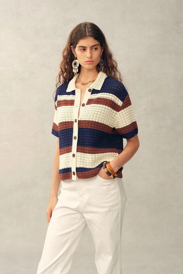 Laurel & Mina Crochet Cardigan and Shorts Set in Cotton-Linen Knit sold by Fabrique product image thumbnail 5