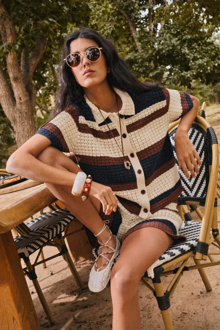 Laurel & Mina Crochet Cardigan and Shorts Set in Cotton-Linen Knit sold by Fabrique product image thumbnail 3