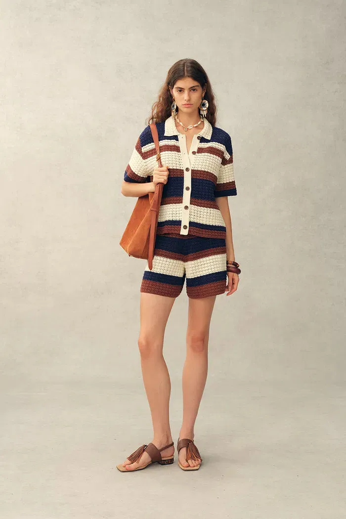 Laurel & Mina Crochet Cardigan and Shorts Set in Cotton-Linen Knit sold by Fabrique product image thumbnail 4