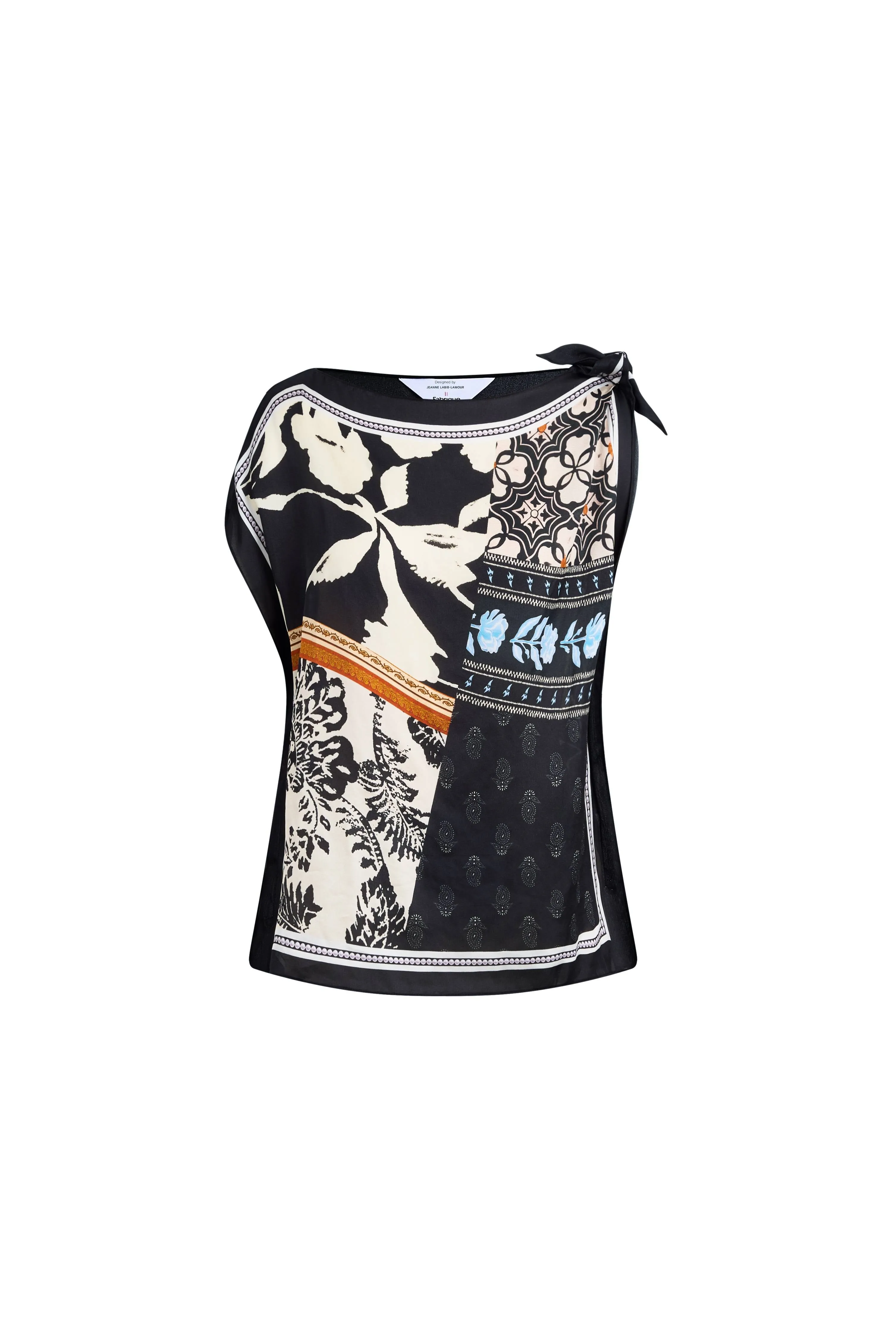 Gracie Scarf Panel Tie Shoulder Sleeveless Top in Viscose sold by Fabrique product image thumbnail 5
