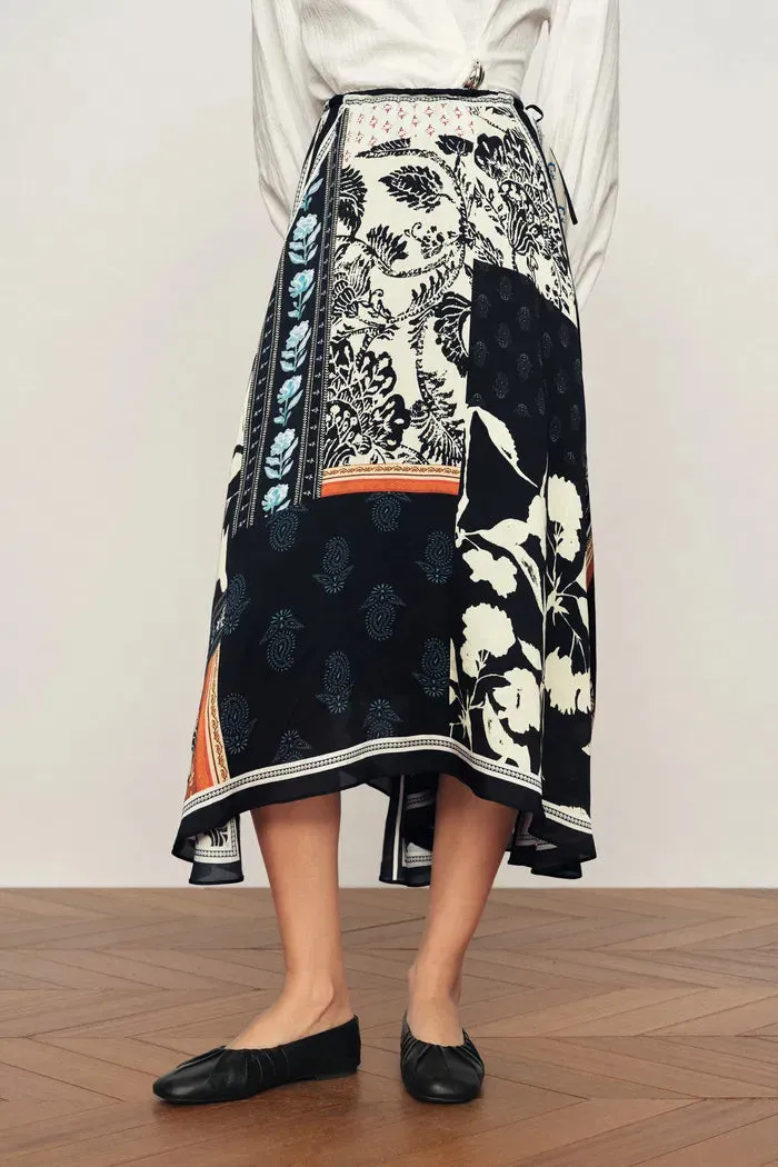 Eileen Scarf Panel Skirt in Viscose sold by Fabrique