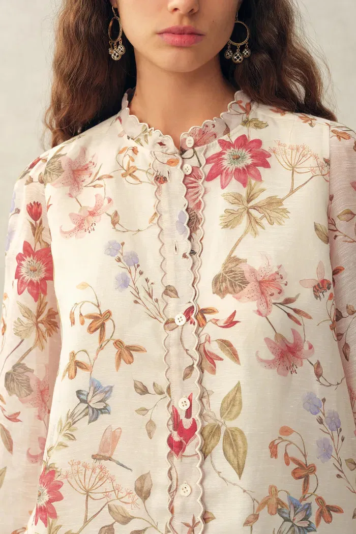 Adelaide Handpainted Floral Blouse in Silk Linen Organza sold by Fabrique product image thumbnail 5