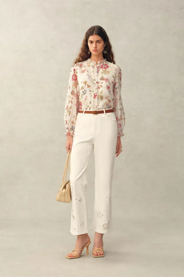 Adelaide Handpainted Floral Blouse in Silk Linen Organza sold by Fabrique product image thumbnail 3
