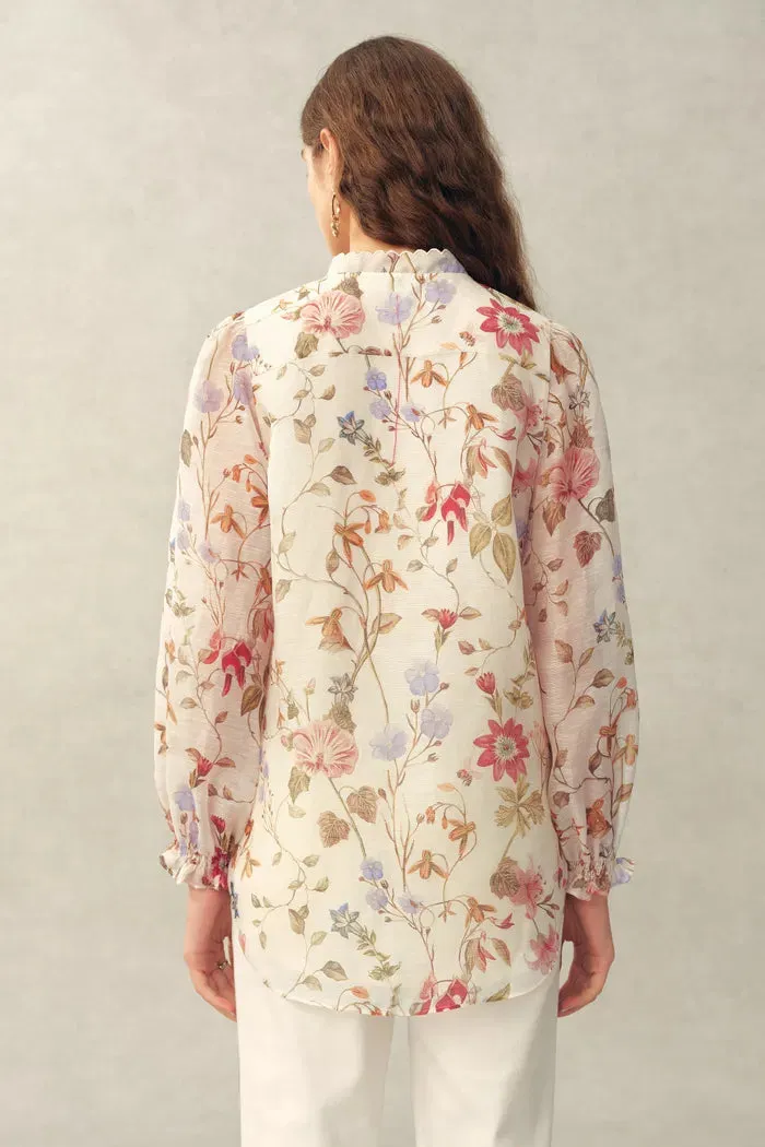 Adelaide Handpainted Floral Blouse in Silk Linen Organza sold by Fabrique product image thumbnail 4