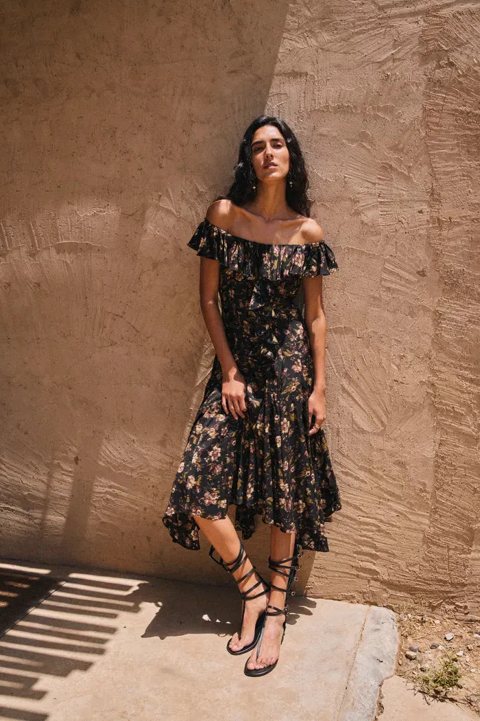 Veronica Handpainted Floral Ruffle Dress in Viscose sold by Fabrique product image thumbnail 4