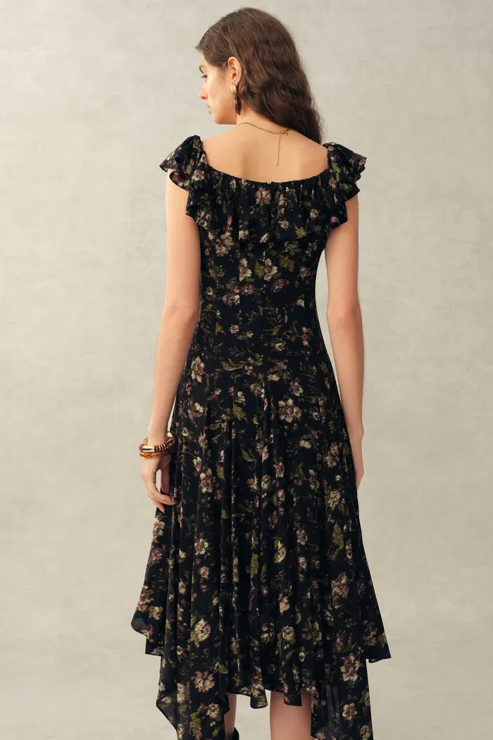 Veronica Handpainted Floral Ruffle Dress in Viscose sold by Fabrique product image thumbnail 2
