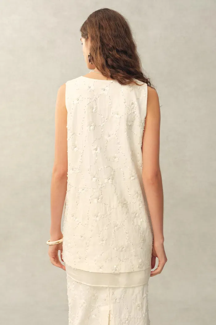 Lyra Beaded Sequin Sleeveless Top in Cotton Blend sold by Fabrique product image thumbnail 4