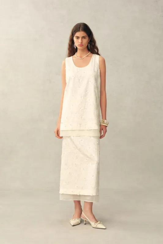 Lyra Beaded Sequin Sleeveless Top in Cotton Blend made by Fabrique