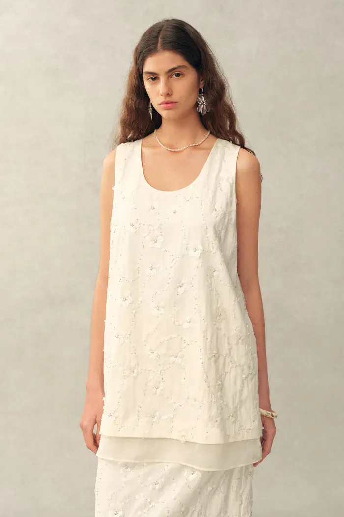 Lyra Beaded Sequin Sleeveless Top in Cotton Blend sold by Fabrique product image thumbnail 2