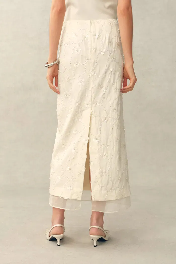 Grace Beaded Sequin Layered Skirt in Cotton Blend sold by Fabrique product image thumbnail 4