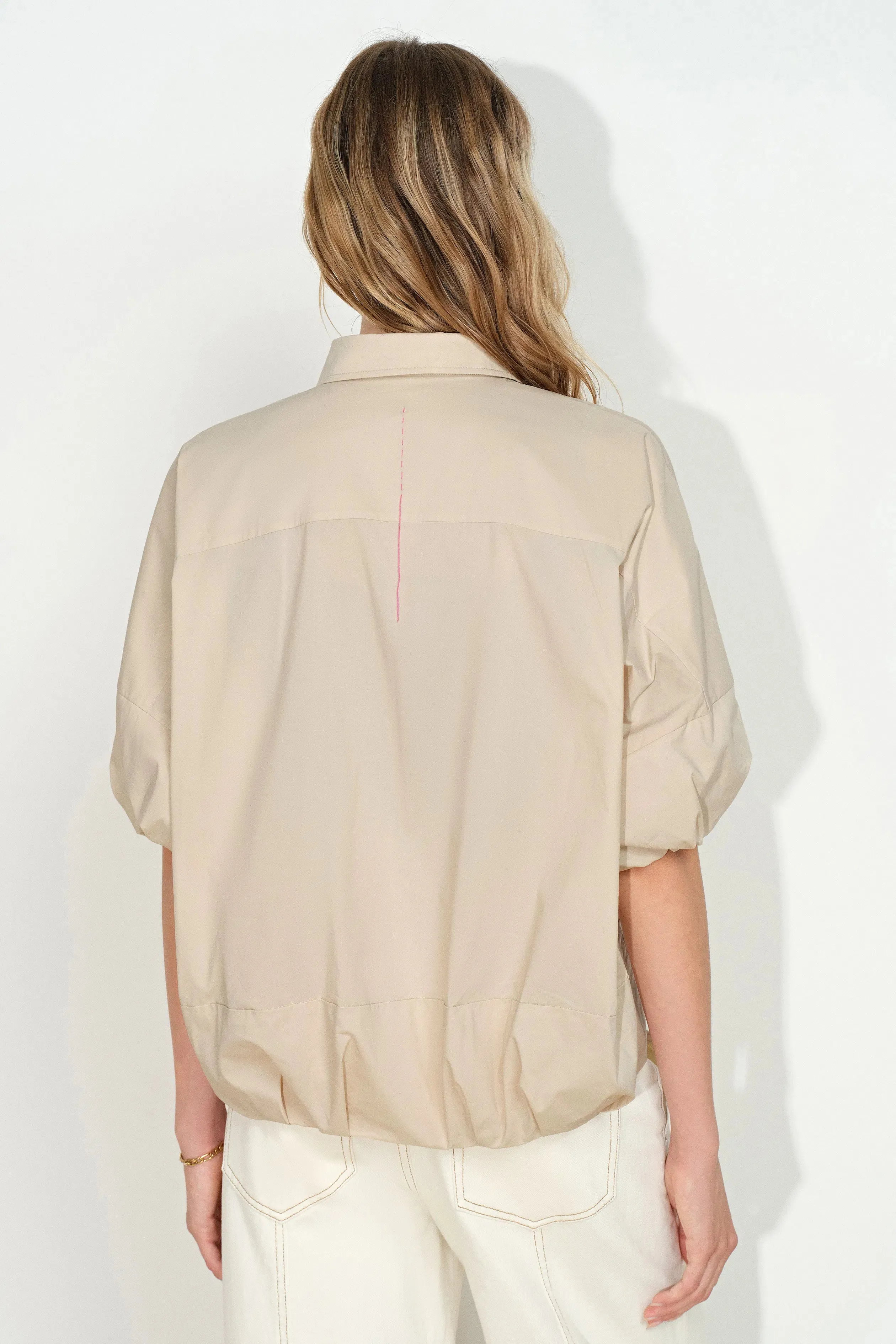 Claire Khaki Bubble Puff Sleeve Shirt sold by Fabrique product image thumbnail 3