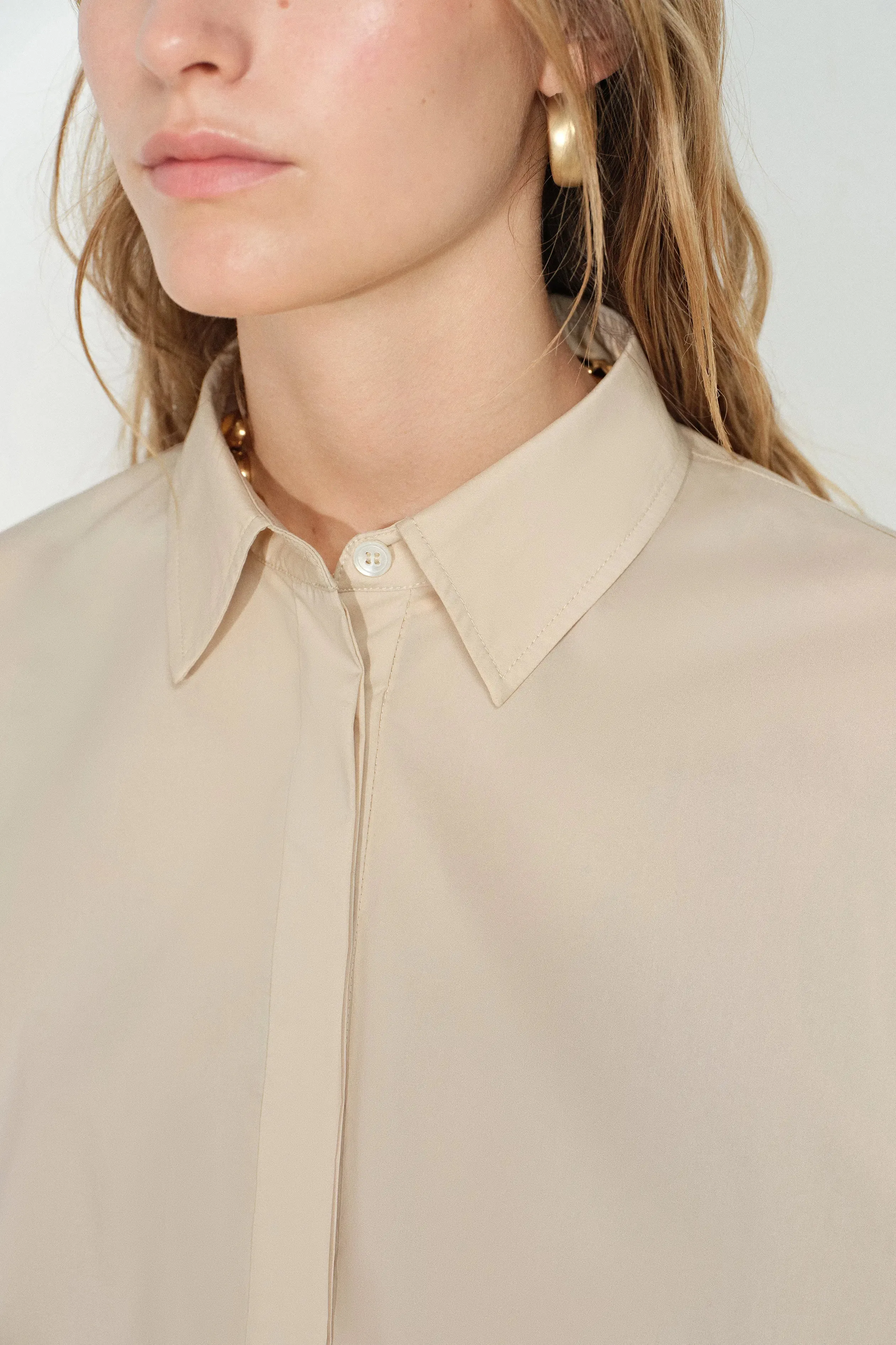 Claire Khaki Bubble Puff Sleeve Shirt sold by Fabrique product image thumbnail 4