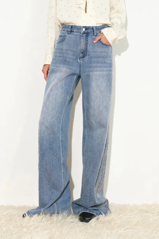 Mia Ombré Crystal Embellished Jeans in Cotton Denim made by Fabrique