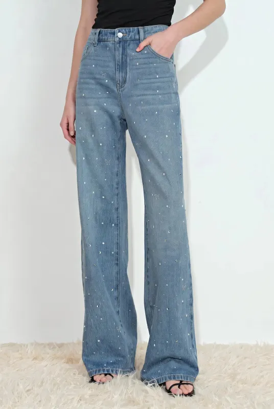 Harper Bow Embellished Jeans in Cotton Denim made by Fabrique