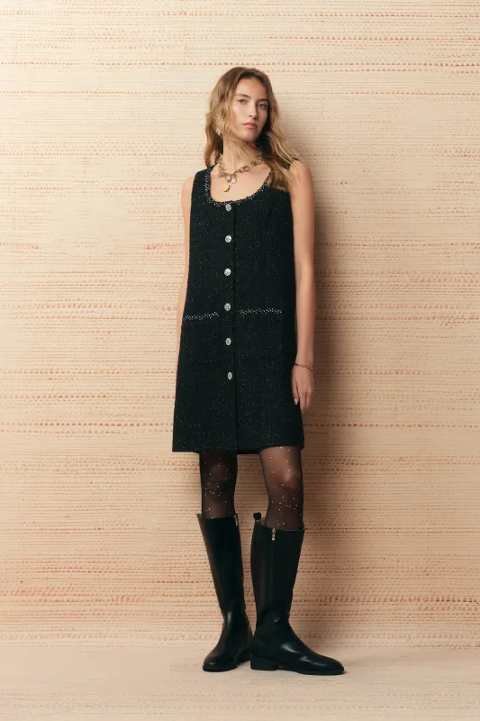 Charlotte Square Neck A Line Dress in Shimmer Wool Tweed made by Fabrique