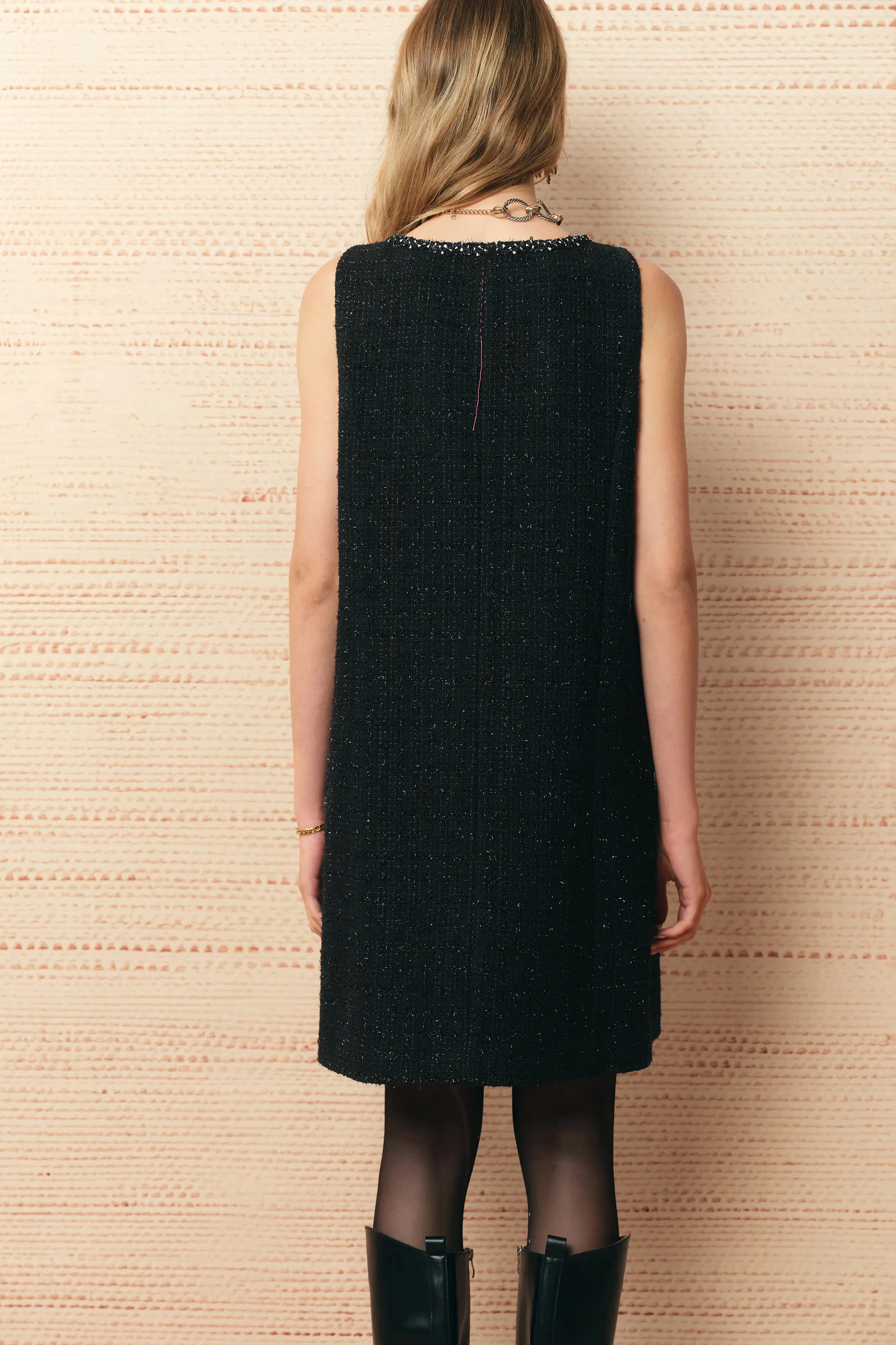 Charlotte Square Neck A Line Dress in Shimmer Wool Tweed sold by Fabrique product image thumbnail 2