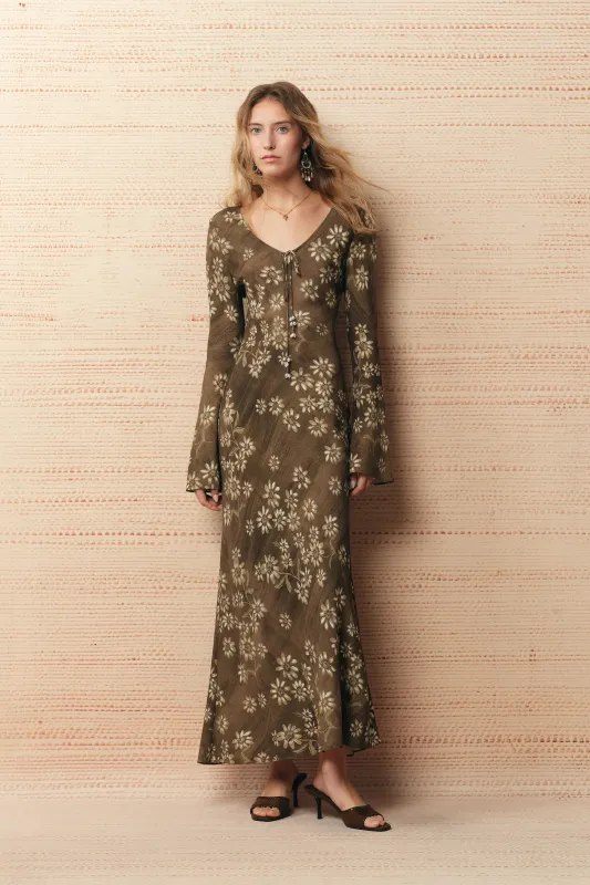 Iris Handpainted Floral Dress in Viscose made by Fabrique
