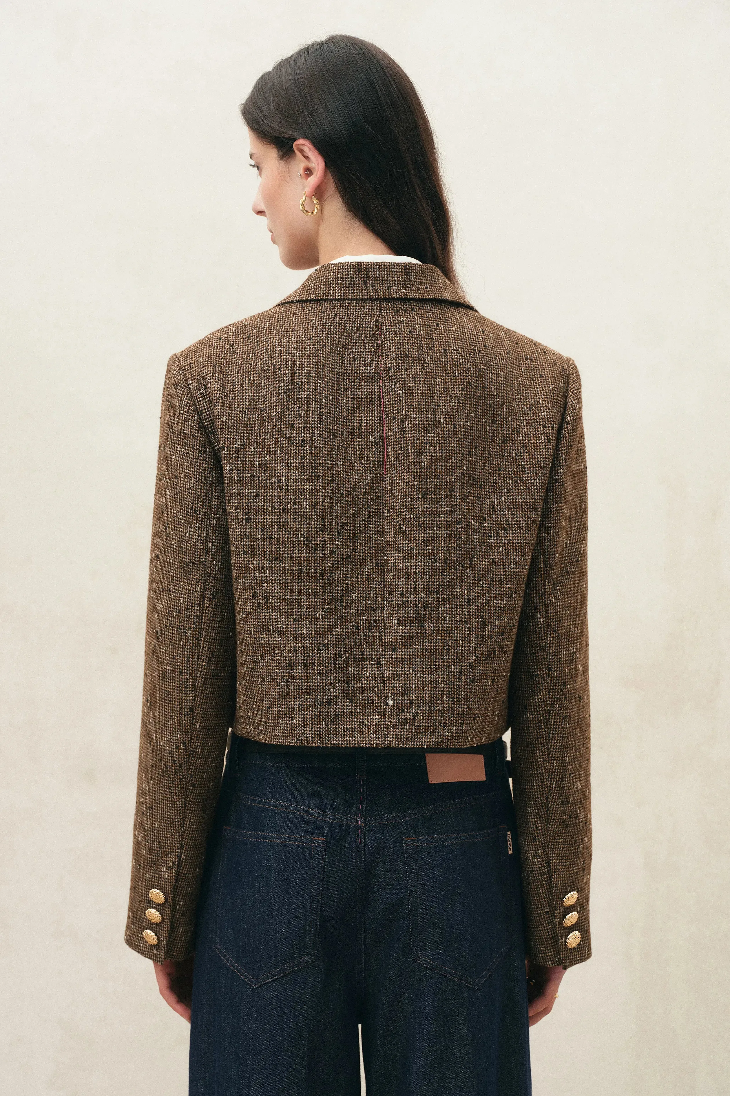 Eleanor Crop Houndstooth Blazer in Light Wool-Blend sold by Fabrique product image thumbnail 5