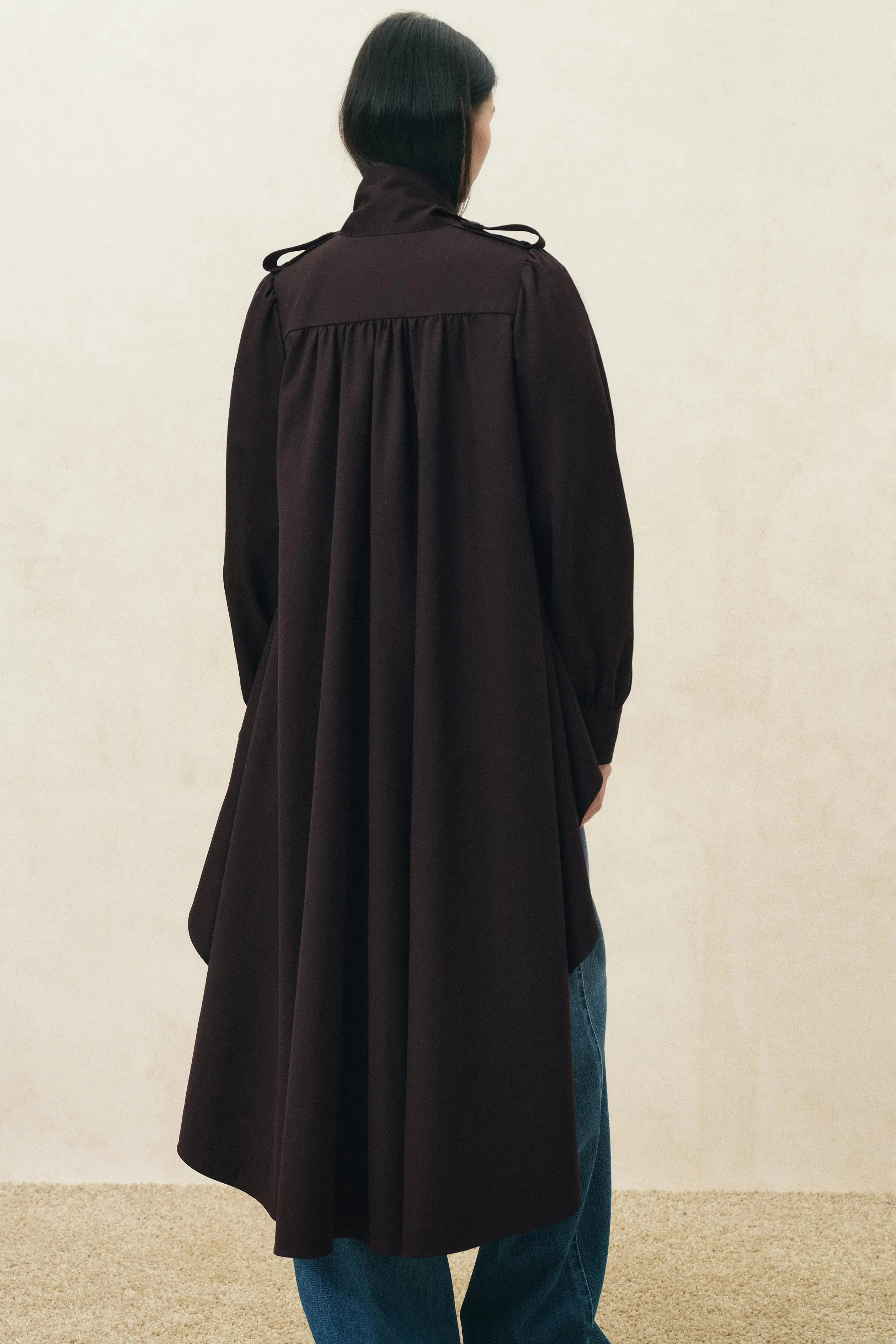 Ada Scarf Collar Cape Trench Coat in Wool Blend sold by Fabrique product image thumbnail 4