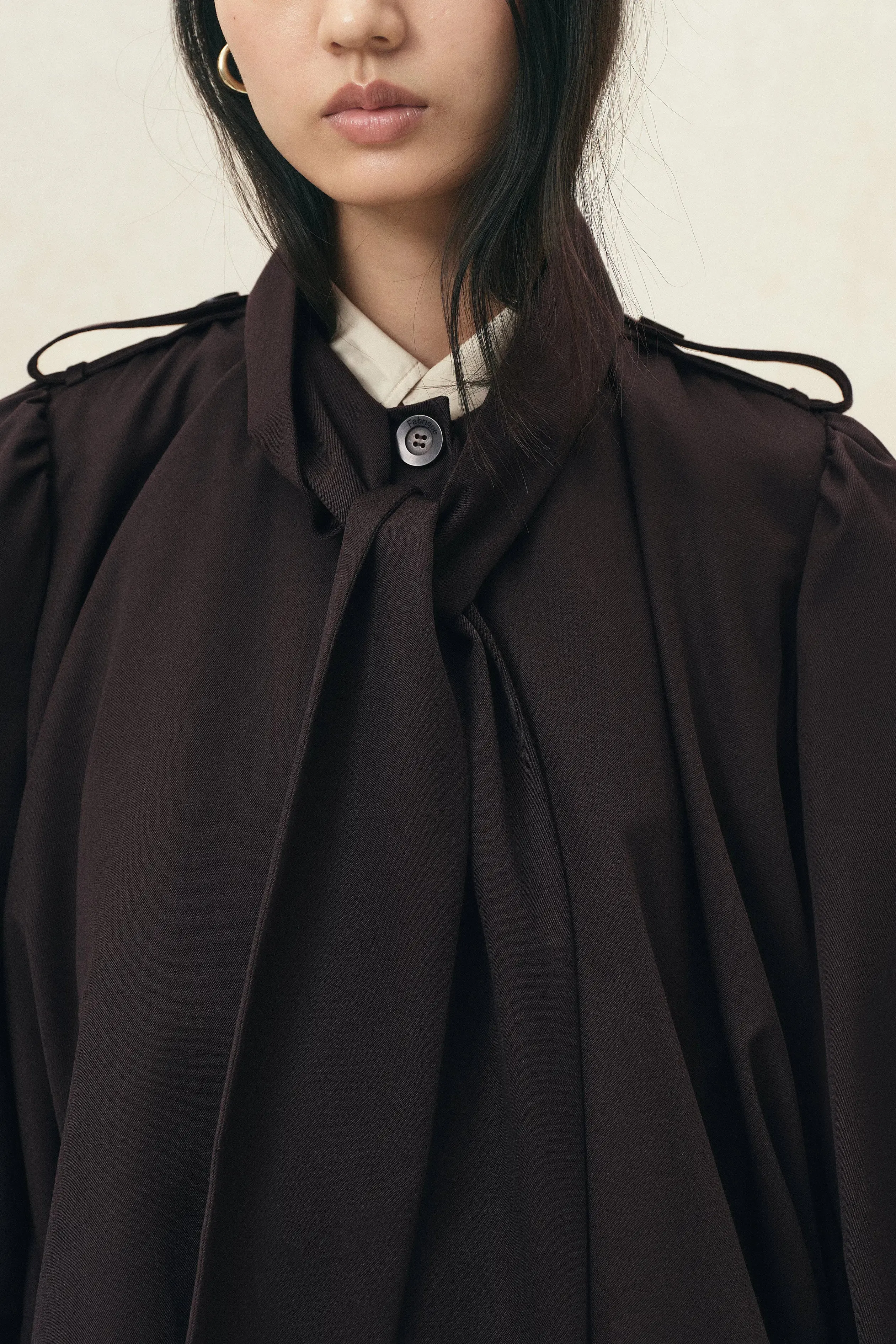Ada Scarf Collar Cape Trench Coat in Wool Blend sold by Fabrique product image thumbnail 5