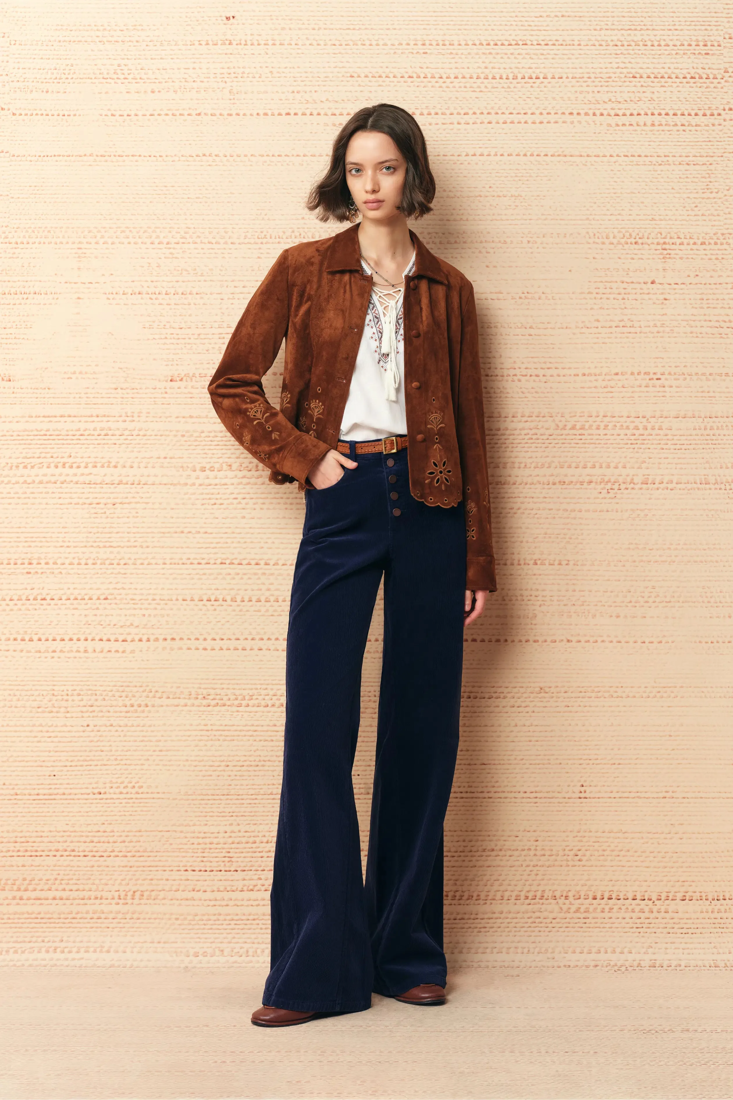 Hedda Vintage Wash Slim Flare Pants in Corduroy sold by Fabrique product image thumbnail 2