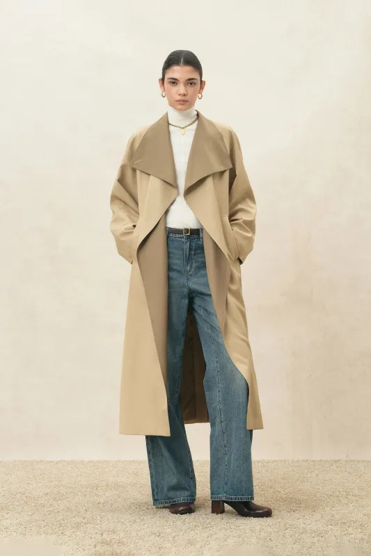 Ines Drapey Single Breasted Long Coat in Wool Blend made by Fabrique