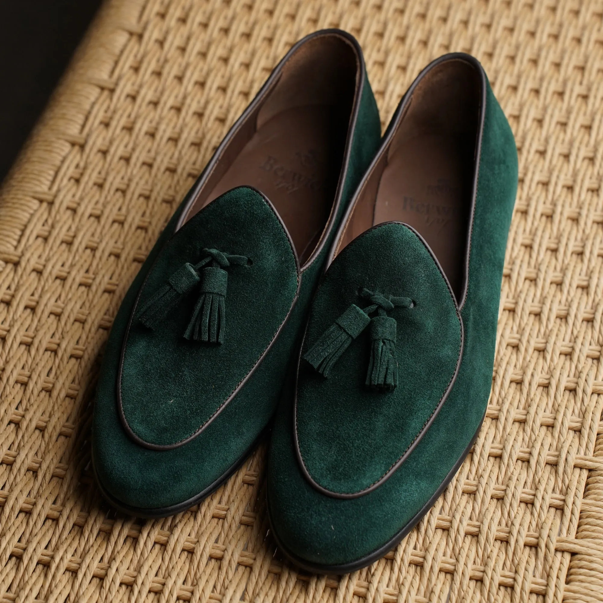 Belgian Tassel Loafer - Emerald Green Suede sold by Mehra product image thumbnail 5