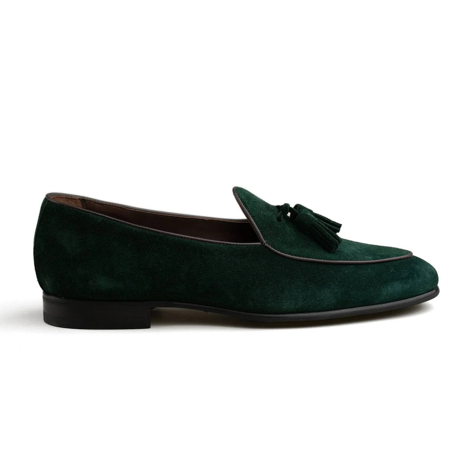 Belgian Tassel Loafer - Emerald Green Suede sold by Mehra product image thumbnail 2