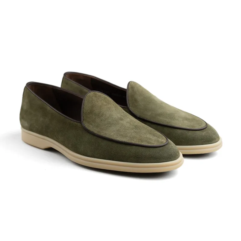 Belgian Loafer w/ Rubber Sole - Green Suede sold by Mehra