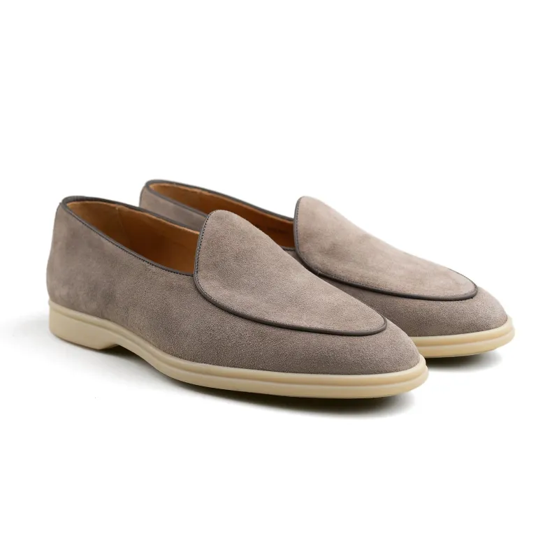 Belgian Loafer w/ Rubber Sole - Taupe Grey Suede sold by Mehra
